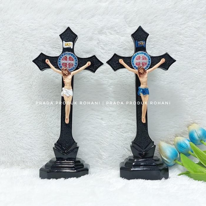 Salib Duduk St. Benediktus 26cm - Salib Duduk Yesus - Salib Yesus