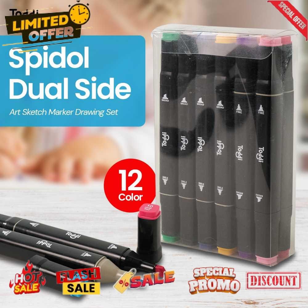 

Termurah Toddi Spidol Dual Side Art Sketch Marker Drawing Set 12 Color - T12 Diskon