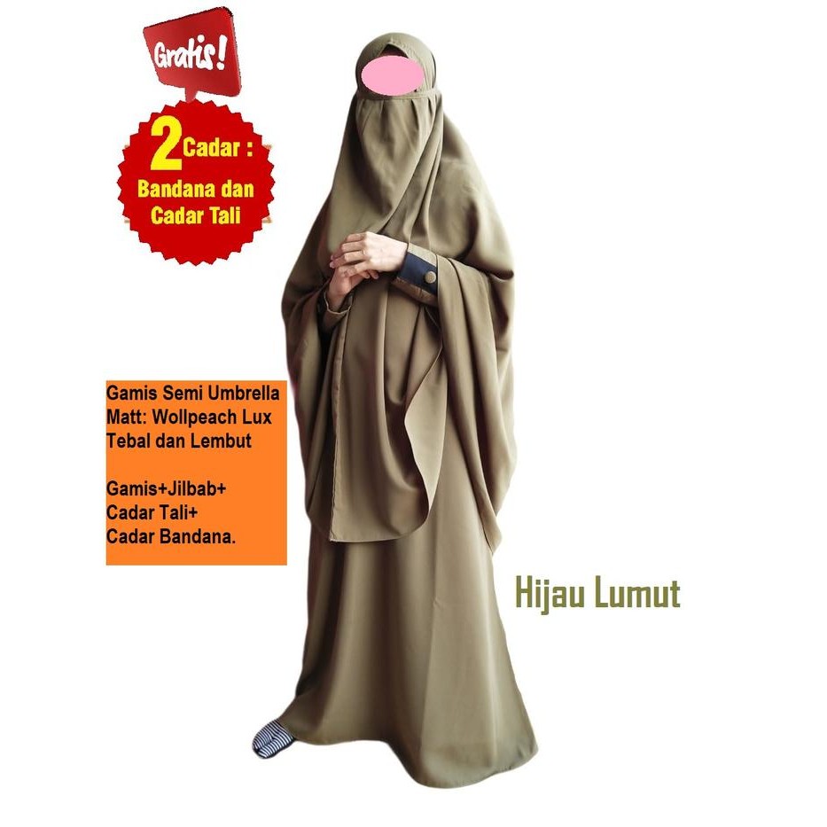 Varian 2 Medina Set Gamis Syari Setelan Khimar Cadar/ Gamis Syari Set