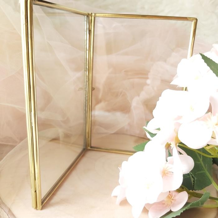 frame foto kaca list emas pigura transparant kado home decoration