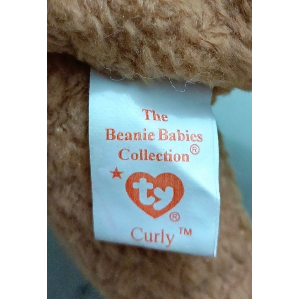 Boneka Teddy Bear Warna Coklat TY Beanie Baby, Curly (pvc)