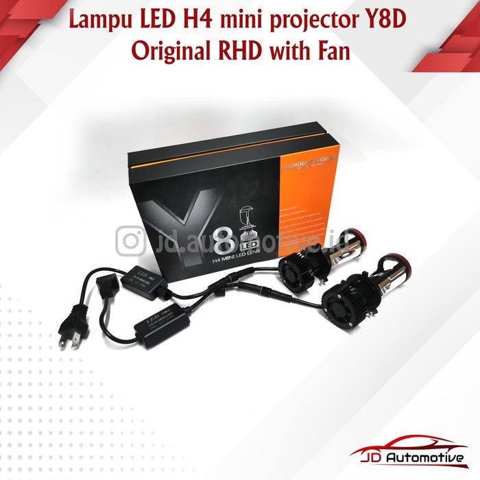 Lampu LED H4 mini projector Y8D Original RHD with Fan