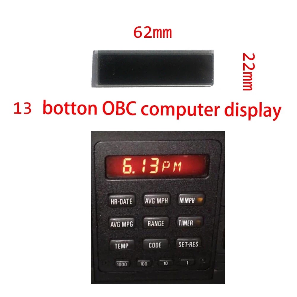 IMPORT CAR CLOCK LCD SCREEN LCD DISPLAY SCREEN 22X62MM/0.87X2.44INCH BUTTON OBC FOR BMW E30 E28 E24