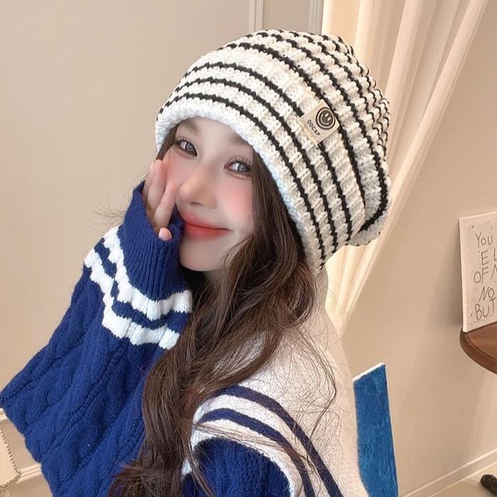 Promo Terbatas Topi Kupluk Rajut Musim Dingin / Beanie Winter Pria Wanita / Kupluk Hitam Putih Tebal