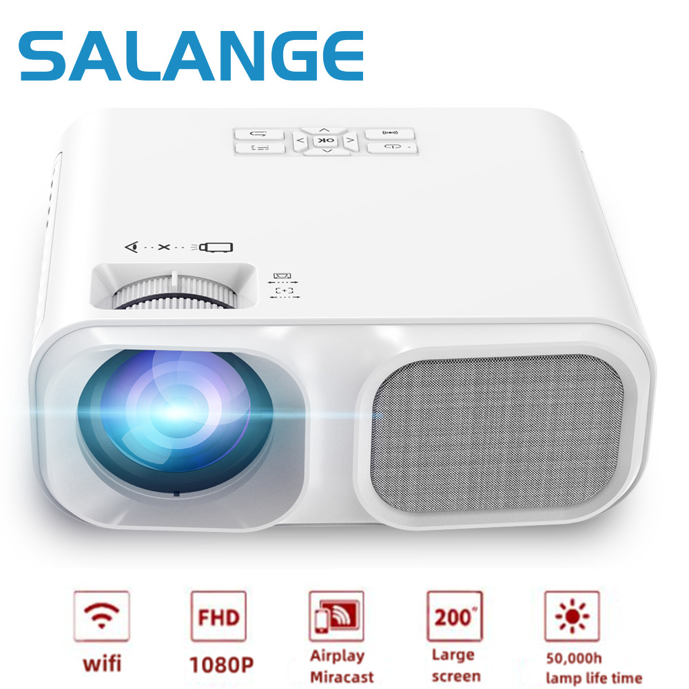 Salange Proyektor Mini Full HD Real 1080P WiFi Video Portabel Beamer