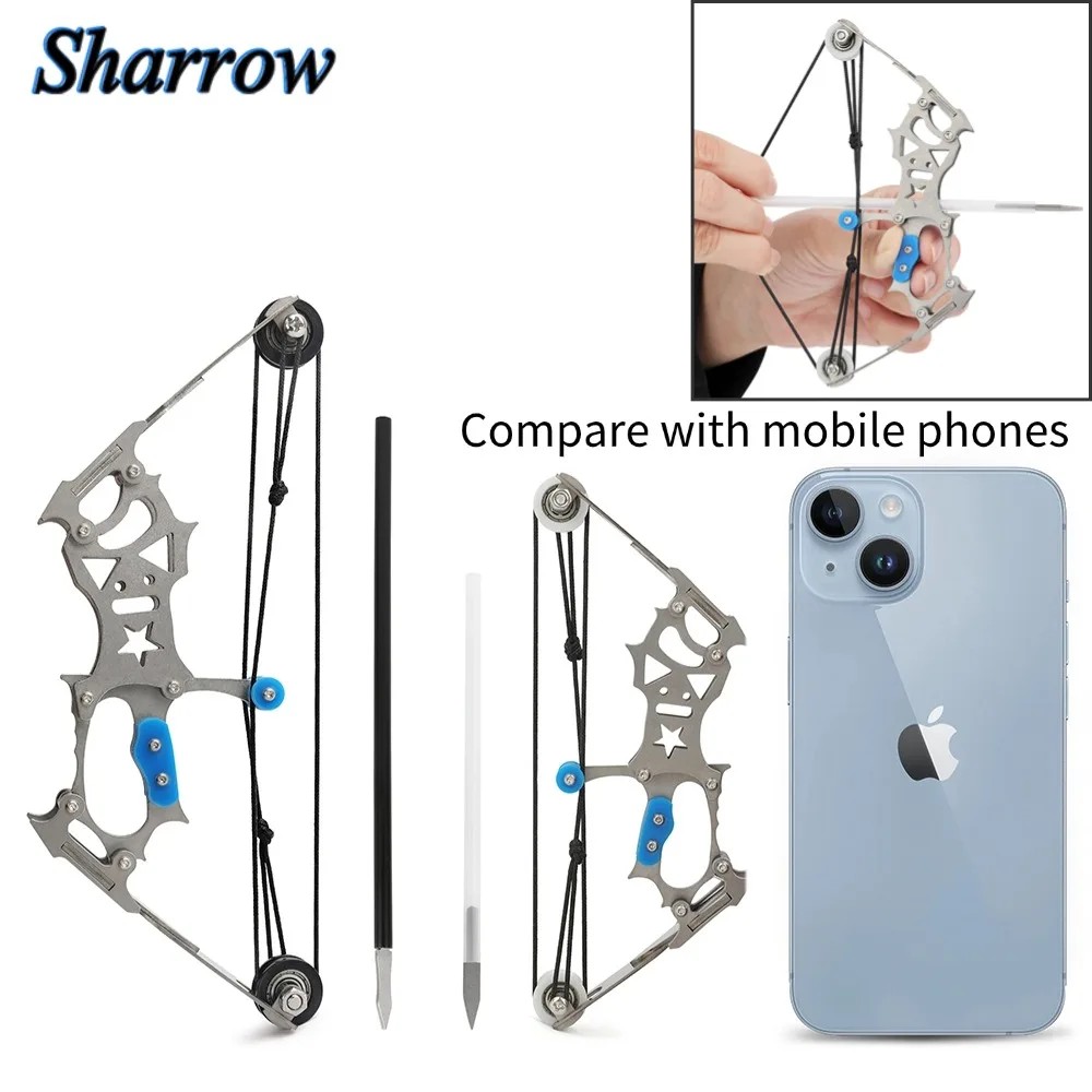 Archery Mini Compound Bow and Arrow Set S/L Manganese Steel Powerful Bow for Left/Right Hand Practic