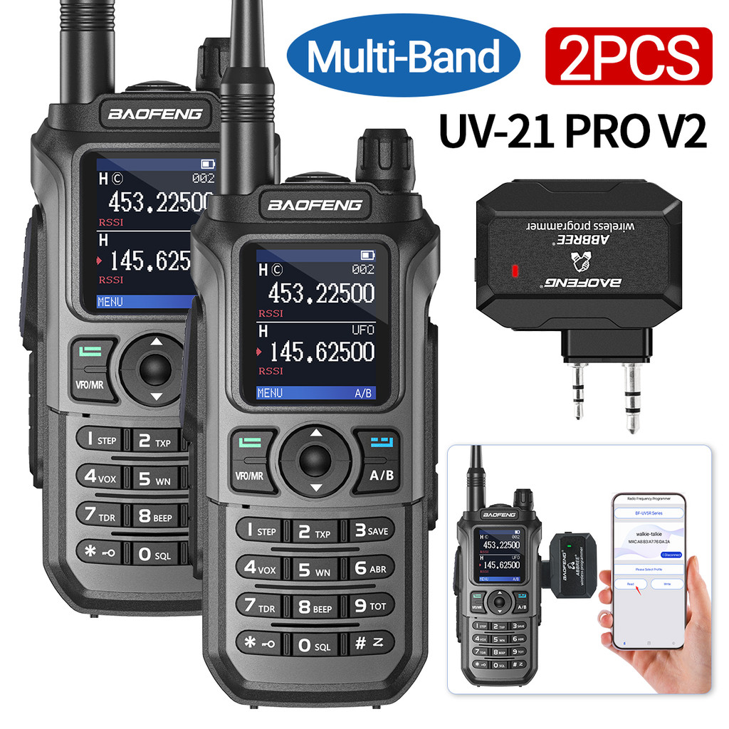 Baofeng UV-21 Pro V2 & Wireless Programmer Walkie Talkie Portable Ham Radio Multi-band Transceiver T