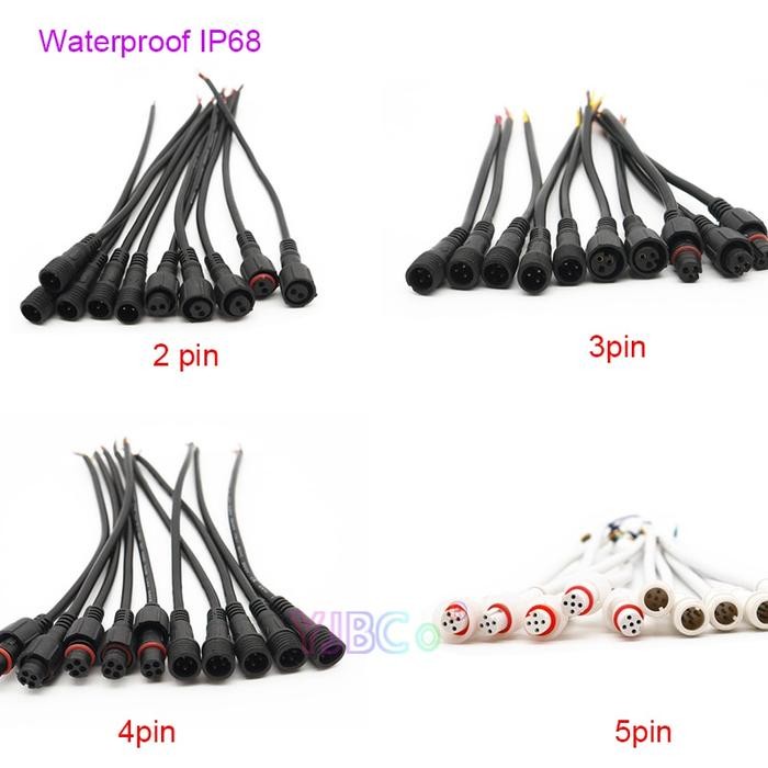 10 pairs Male Female 2pin 3pin 4pin 5pin Waterproof IP68 wire LED