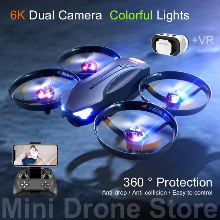 V16 Colorful LED RC Helicopters Toy Gifts 360° Full Containment