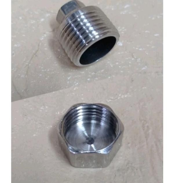 PROMO Dop stainless/Penutup lubang kran stainless 1/2 inch/Plug 1/2 inch