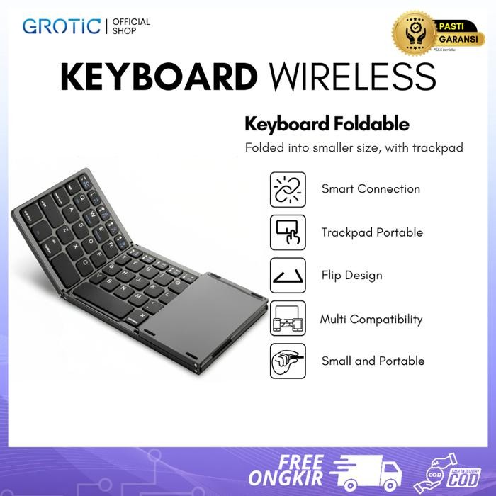 ( GIFT) GROTIC Keyboard Wireless Bluetooth Lipat Toucad / Trackpad Portable *