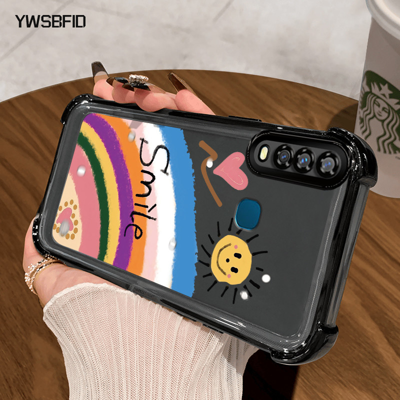 YIWSBFID Casing Hp untuk VIVO Y17 Y15 Y12 Y3 Y3s 2020 Y12i Case Casing pola Rainbow Senyum Kasing HP