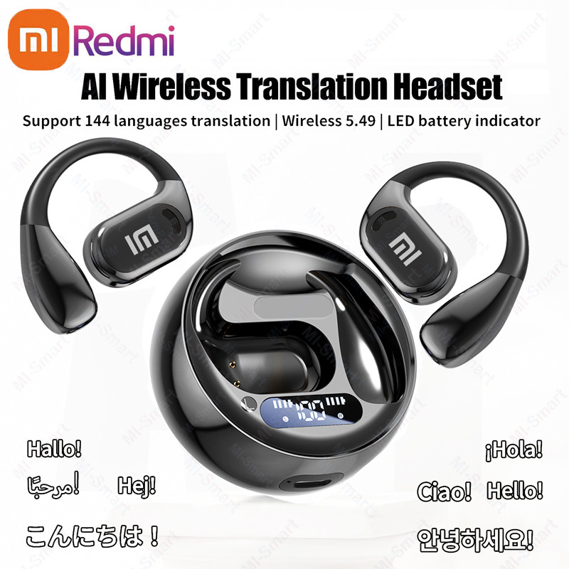 IMPORT Xiaomi Redmi M76 Smart Translation Bluetooth Headset Ear-hook Translator Touch Headset
