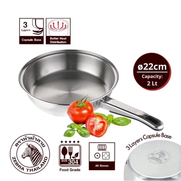 PREMIUM ZEBRA Frying Pan 22 Cm 175323 Vitalux Plus - Wajan Kuali Stainless
