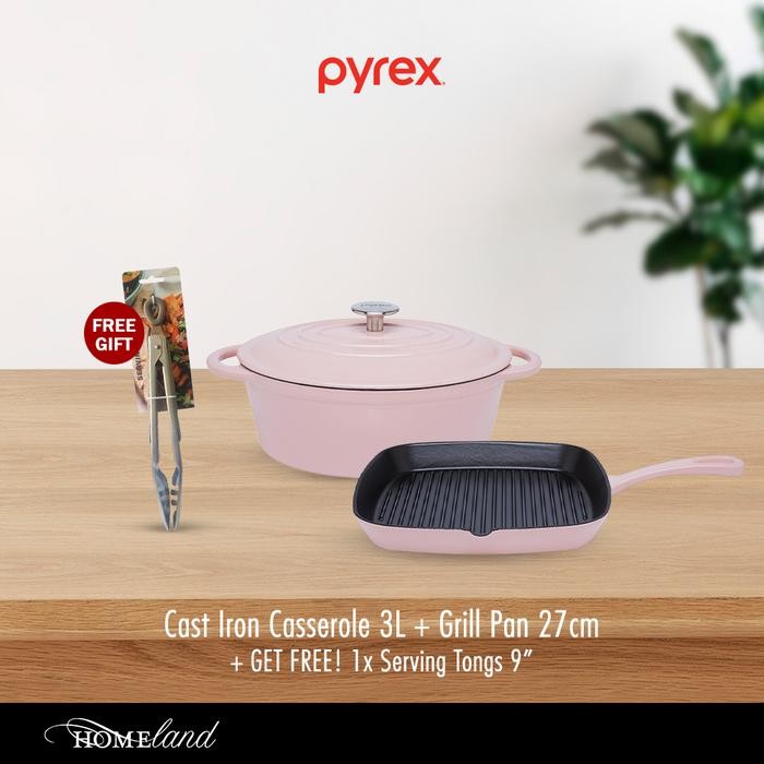 PREMIUM Pyrex Oval Cast Iron Casserole / Panci Kaserol