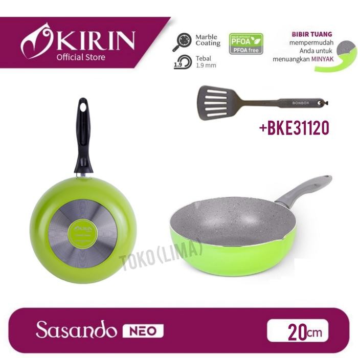 PREMIUM Wajan Kirin Sasando DEEP Frypan 20cm Teflon Wok Anti Lengket Wok 20 cm