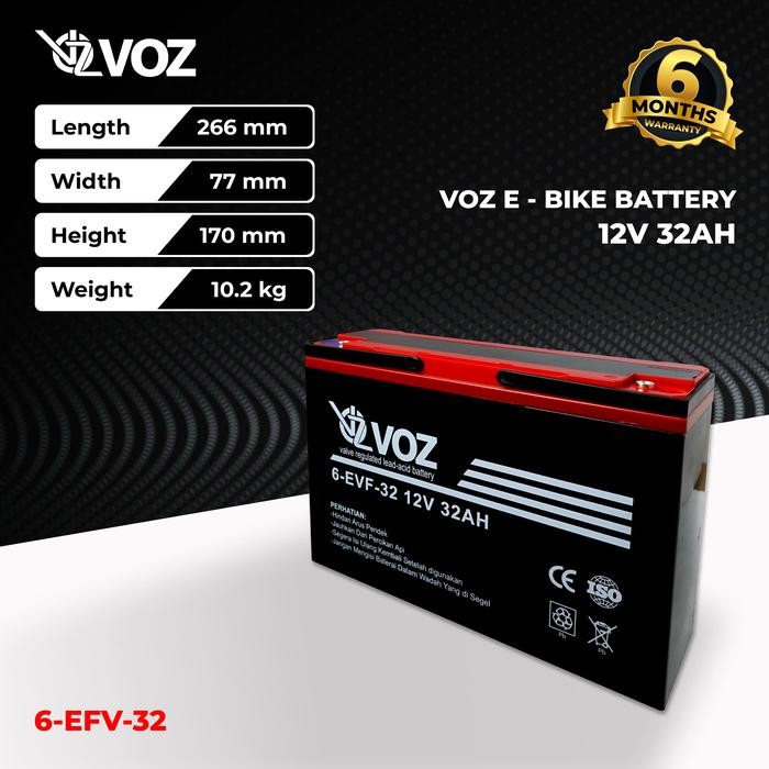 Aki Selis VOZ 12V 32AH Aki Sepeda Listrik Baterai Aki Motor Listrik