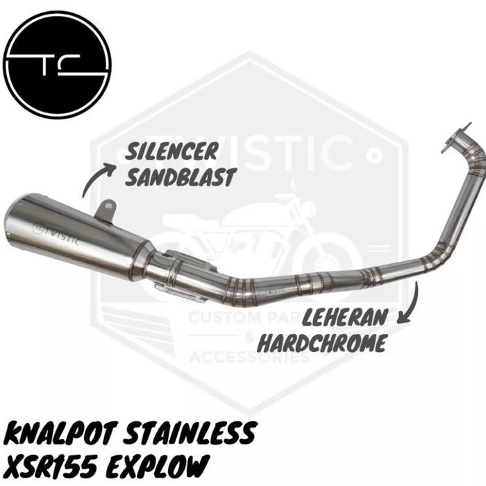 Knalpot Muffler Full System Stainless Explow Motor Yamaha XSR155 Custom Sandblast Hardchrome