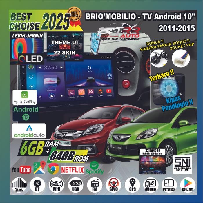 PREMIUM mobilio brio lama headunit tape mobil android 10in wifi (free kamera)