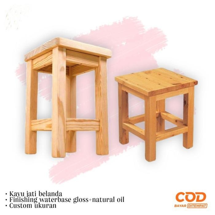 PREMIUM Bangku Kursi Tinggi Bangku Cafe Bangku Kayu Jati Belanda BK04