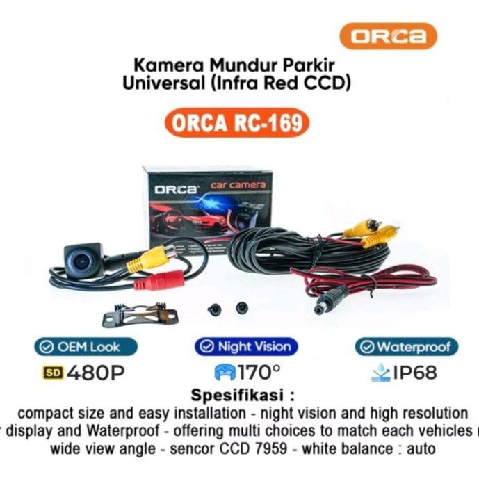 PREMIUM Kamera Mundur Mobil ORCA RC-169 NIGHT VISION UNIVERSAL Rear Car Camera Parkir RC169 RC 169
