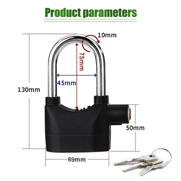 PREMIUM Gembok Bunyi Alarm Anti Maling / Gembok Suara Alarm / Gembok Anti Maling