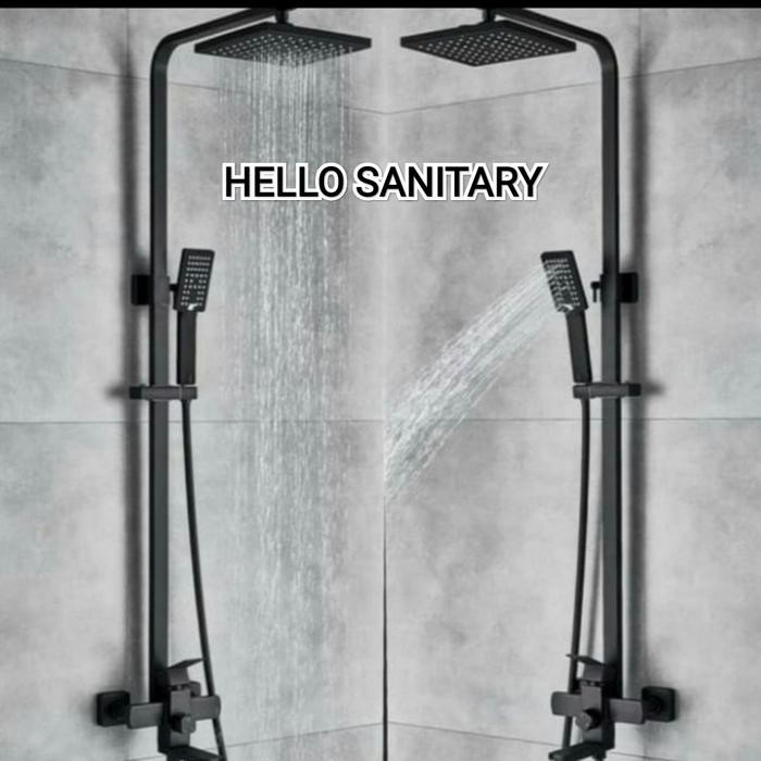 PREMIUM Shower tiang set panas dingin model wasser minimalis kotak hitam