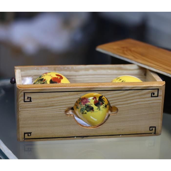 PREMIUM CEPUK KERAMIK TEMPAT MAKANAN BURUNG KACER MURAI BOX KAYU