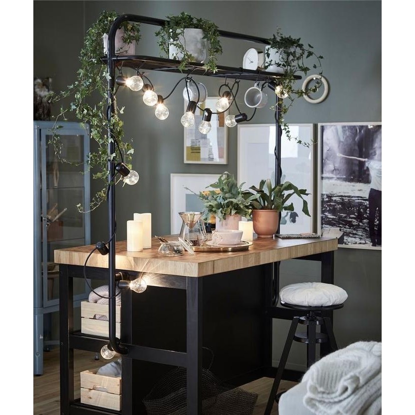 PREMIUM Meja makan Meja Cafe industrial set & Rak Gantung