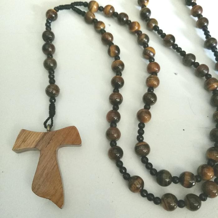 Rosario Batu Tiger Eye Salib Tao