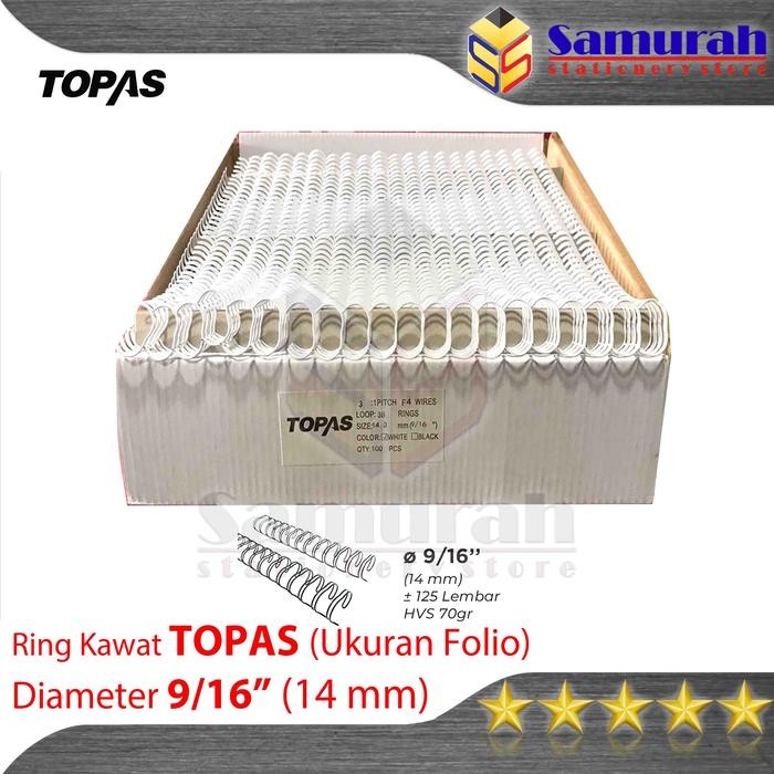 

Ring Binder Kawat Topas Folio 9/16" / 14,0 mm 38 Wire Ring Binding 3:1