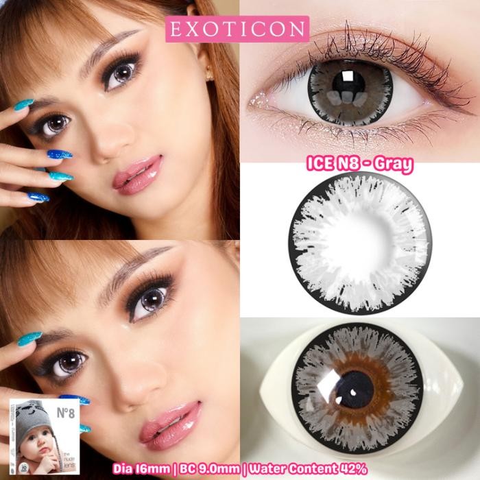 Softlens Minus X2 Ice N8 Grey Big Eyes 16Mm Gratis Tempat Soflen