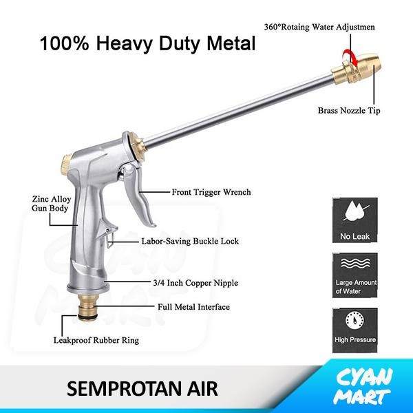 Semprotan Air Cuci Mobil Kepala Selang Nozzle Water Gun Stainless