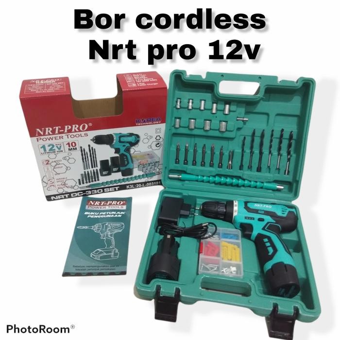 Nrt Pro 330 Set, Mesin Bor Cordless 12V