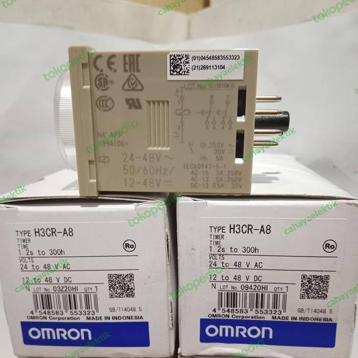 TIMER OMRON H3CR A8 24V TO 48V AC 12V TO 48V DC ORIGINAL