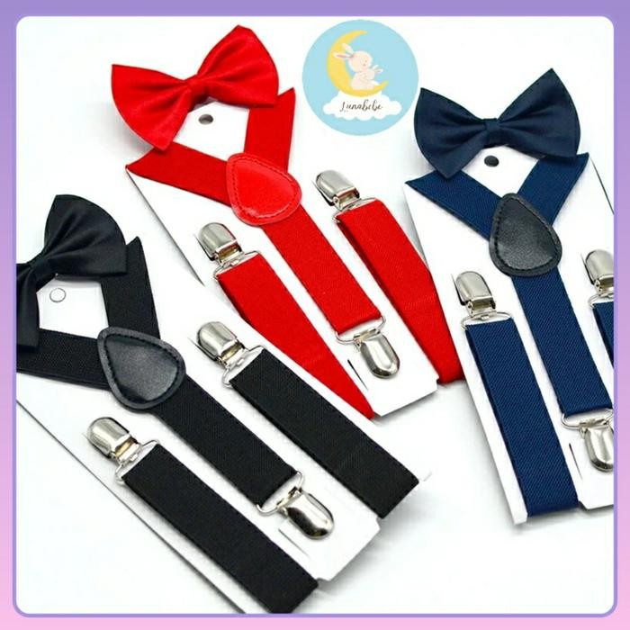 Suspender Dewasa Pria Suspender Anak Laki Laki Cowok , Bonus Dasi Kupu / Suspender Tali Jojon