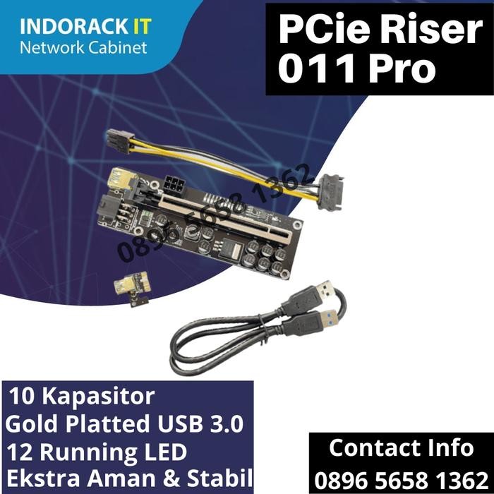 PCIe Riser Card 011s PRO - For Mining VGA / GPU - 10 Kapasitor