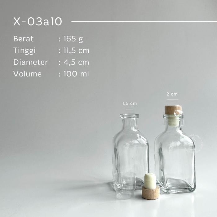 Botol kaca liquor square bottle - botol kaca liquor kotak- tutup cork