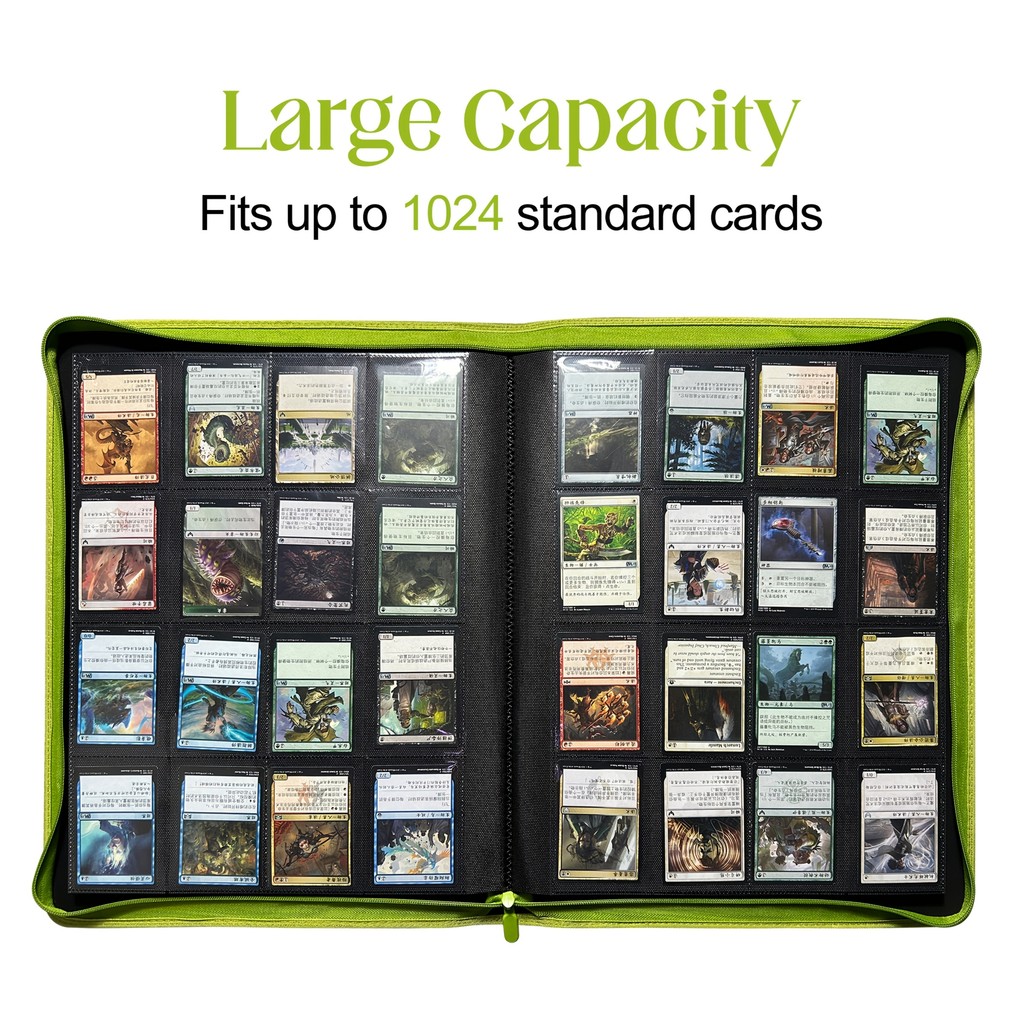16 Pocket Card Binder, 1000+ Premium Zip Trading Card Binder, Double Sided Pocket Card Binder Album,