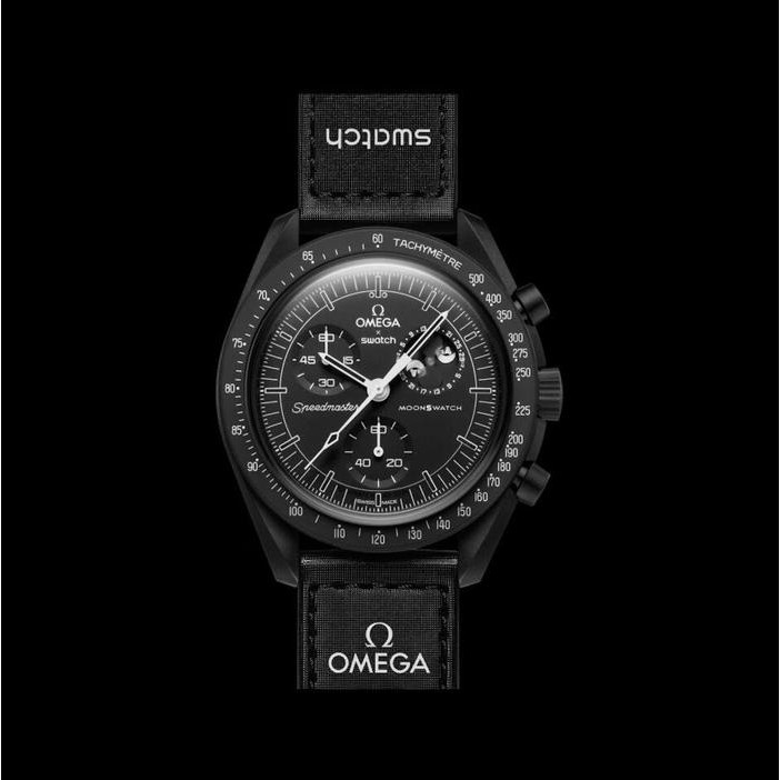 Ready SWATCH OMEGA SNOOPY Black Mission to The Moonphase New Moon