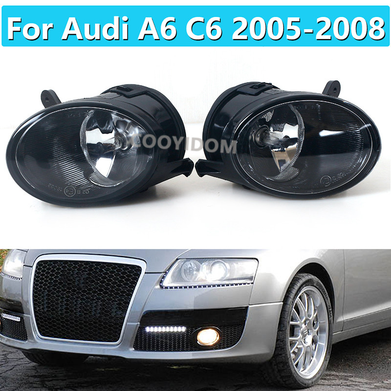 Car Front Halogen Fog Light For Audi A6 C6 2005 2006 2007 2008 Fog Lamp Assembly With Bulb Car-styli