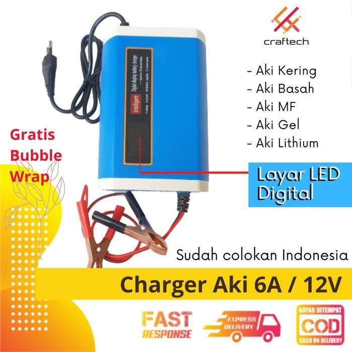 Cas Aki 6A 12V Mobil Motor Charger Aki Carger Aki Alat Cas 6A UPGRADE