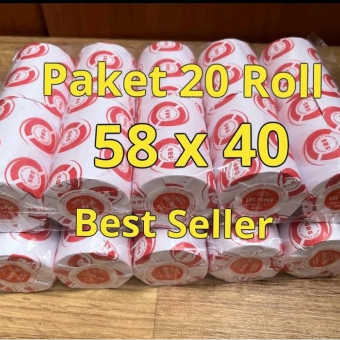 

(Isi 20 Roll) Kertas Kasir Thermal Paper Roll 58X40 58 X 40 Black Terbatas