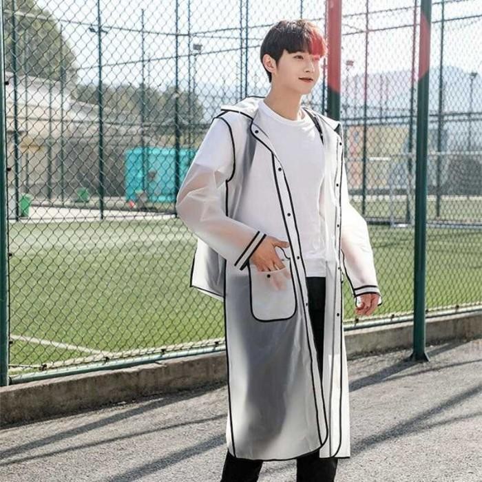 Jas Hujan Korea Transparan Pria Wanita Mantel Hujan Ponco Dewasa