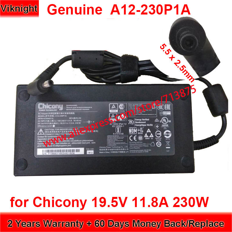 Genuine 19.5V 11.8A 230W Charger A230A012L A12-230P1A Chicony AC
