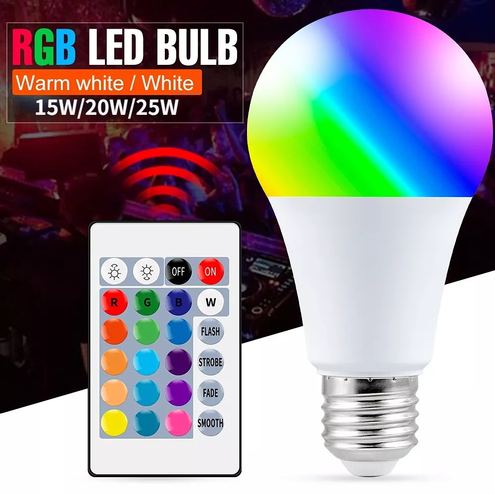 E27 RGB Light Bulb Dimmable 16 Colors Led Lamp 220V Smart Bulb Spot
