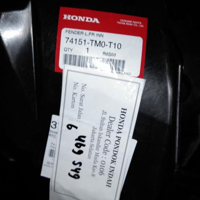 inner liner fender depan honda city 2009 2010 2011 2012 2013 2014 ori
