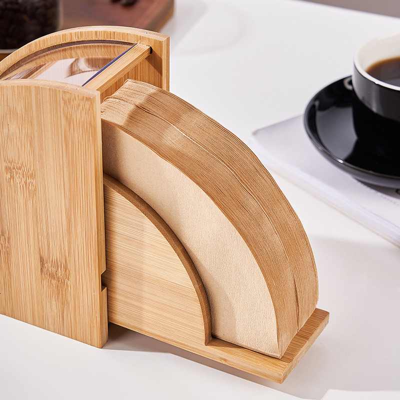 

Coffee Filter Paper Holder Storage Box Wood Dust-proof Filter Paper Rack Stand Home Cafe Making