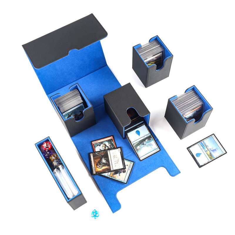 

PU Leather Magnetic Trading Card Deck Box Magic Game Card 4PCS Small Organizer Box 400+ Large