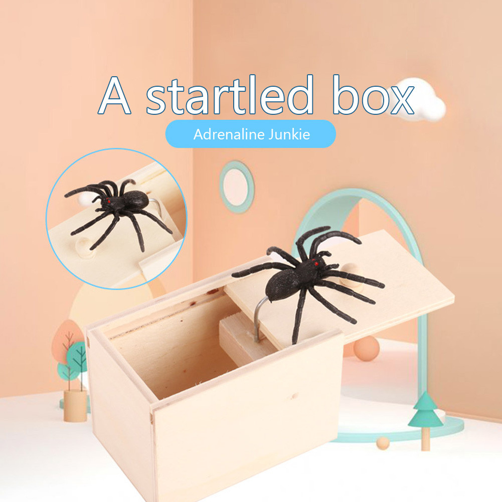 

Wooden Prank Trick Halloween Horror Props Home Office Trick Spider Scare Box Wooden Hidden Box Fun
